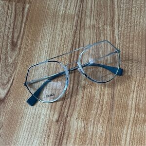 Fendi Silver and Blue Aviator Glasses